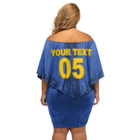 Custom Bosnia And Herzegovina Football Off Shoulder Short Dress Zmajevi Rising Strong