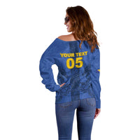 Custom Bosnia And Herzegovina Football Off Shoulder Sweater Zmajevi Rising Strong