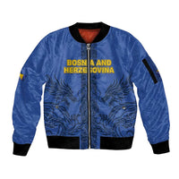 Custom Bosnia And Herzegovina Football Sleeve Zip Bomber Jacket Zmajevi Rising Strong