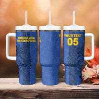 Custom Bosnia And Herzegovina Football Tumbler With Handle Zmajevi Rising Strong