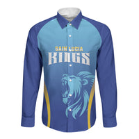 Custom Saint Lucia 2026 Cricket Long Sleeve Button Shirt Kings Never Fall