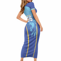 Custom Saint Lucia 2026 Cricket Short Sleeve Bodycon Dress Kings Never Fall