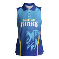 Custom Saint Lucia 2026 Cricket Women Sleeveless Polo Shirt Kings Never Fall