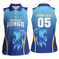 Custom Saint Lucia 2026 Cricket Women Sleeveless Polo Shirt Kings Never Fall