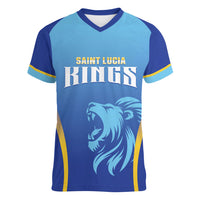 Custom Saint Lucia 2026 Cricket Women V-Neck T-Shirt Kings Never Fall
