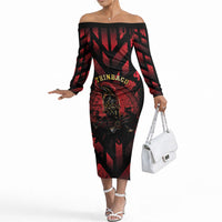 Custom Trinbago 2026 Cricket Off The Shoulder Long Sleeve Dress Ride To Victory