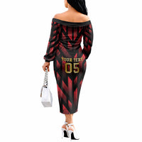 Custom Trinbago 2026 Cricket Off The Shoulder Long Sleeve Dress Ride To Victory