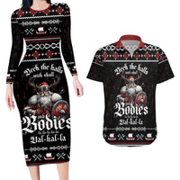 Funny Vikings Christmas Couples Matching Long Sleeve Bodycon Dress and Hawaiian Shirt Falalalala Valhalla LT05 - Wonder Print Shop