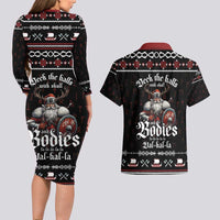 Funny Vikings Christmas Couples Matching Long Sleeve Bodycon Dress and Hawaiian Shirt Falalalala Valhalla LT05 - Wonder Print Shop