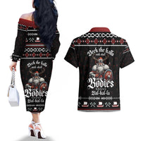 Funny Vikings Christmas Couples Matching Off The Shoulder Long Sleeve Dress and Hawaiian Shirt Falalalala Valhalla LT05 - Wonder Print Shop