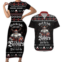 Funny Vikings Christmas Couples Matching Short Sleeve Bodycon Dress and Hawaiian Shirt Falalalala Valhalla LT05 - Wonder Print Shop