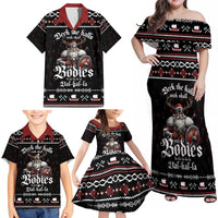Funny Vikings Christmas Family Matching Off Shoulder Maxi Dress and Hawaiian Shirt Falalalala Valhalla LT05 - Wonder Print Shop