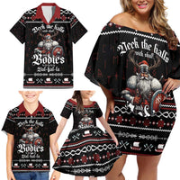 Funny Vikings Christmas Family Matching Off Shoulder Short Dress and Hawaiian Shirt Falalalala Valhalla LT05 - Wonder Print Shop