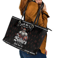 Funny Vikings Christmas Leather Tote Bag Falalalala Valhalla LT05 - Wonder Print Shop