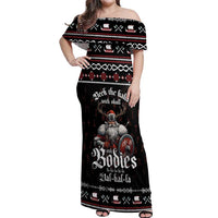 Funny Vikings Christmas Off Shoulder Maxi Dress Falalalala Valhalla LT05 - Wonder Print Shop