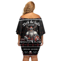 Funny Vikings Christmas Off Shoulder Short Dress Falalalala Valhalla LT05 - Wonder Print Shop