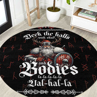 Funny Vikings Christmas Round Carpet Falalalala Valhalla