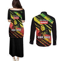 Reggae Legend Couples Matching Puletasi and Long Sleeve Button Shirt Love The Life You Live Live The Life You Love