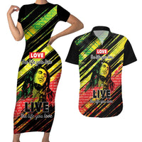 Reggae Legend Couples Matching Short Sleeve Bodycon Dress and Hawaiian Shirt Love The Life You Live Live The Life You Love