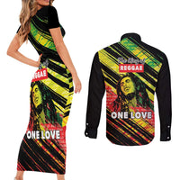 Reggae Legend Couples Matching Short Sleeve Bodycon Dress and Long Sleeve Button Shirt Love The Life You Live Live The Life You Love