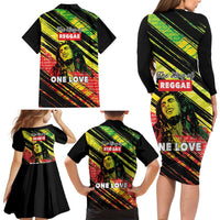 Reggae Legend Family Matching Long Sleeve Bodycon Dress and Hawaiian Shirt Love The Life You Live Live The Life You Love