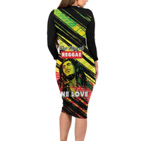 Reggae Legend Family Matching Long Sleeve Bodycon Dress and Hawaiian Shirt Love The Life You Live Live The Life You Love