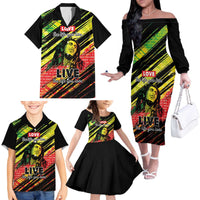 Reggae Legend Family Matching Off The Shoulder Long Sleeve Dress and Hawaiian Shirt Love The Life You Live Live The Life You Love