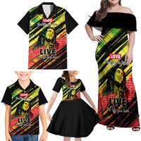 Reggae Legend Family Matching Off Shoulder Maxi Dress and Hawaiian Shirt Love The Life You Live Live The Life You Love LT05 - Wonder Print Shop