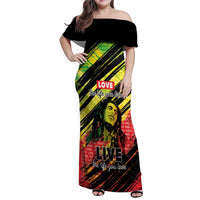 Reggae Legend Family Matching Off Shoulder Maxi Dress and Hawaiian Shirt Love The Life You Live Live The Life You Love LT05 - Wonder Print Shop
