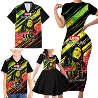 Reggae Legend Family Matching Short Sleeve Bodycon Dress and Hawaiian Shirt Love The Life You Live Live The Life You Love LT05 - Wonder Print Shop