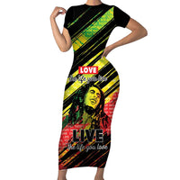 Reggae Legend Short Sleeve Bodycon Dress Love The Life You Live Live The Life You Love LT05 - Wonder Print Shop