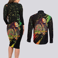 Legend Bob Couples Matching Long Sleeve Bodycon Dress and Long Sleeve Button Shirt One Love Heart Destiny