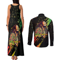 Legend Bob Couples Matching Tank Maxi Dress and Long Sleeve Button Shirt One Love Heart Destiny