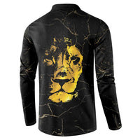 Reggae King Marley Button Sweatshirt Gold Lion