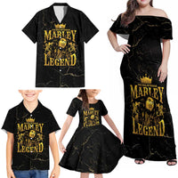 Reggae King Marley Family Matching Off Shoulder Maxi Dress and Hawaiian Shirt Gold Lion LT05 - Wonder Print Shop