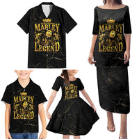 Reggae King Marley Family Matching Puletasi and Hawaiian Shirt Gold Lion