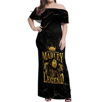 Reggae King Marley Off Shoulder Maxi Dress Gold Lion LT05 - Wonder Print Shop