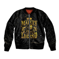 Reggae King Marley Sleeve Zip Bomber Jacket Gold Lion LT05 - Wonder Print Shop