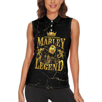Reggae King Marley Women Sleeveless Polo Shirt Gold Lion LT05 - Wonder Print Shop