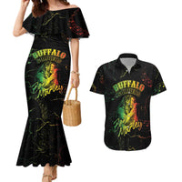 Reggae King Buffalo Soldier Couples Matching Mermaid Dress and Hawaiian Shirt Honoring The Legend