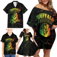 Reggae King Buffalo Soldier Family Matching Off Shoulder Short Dress and Hawaiian Shirt Honoring The Legend LT05 - Wonder Print Shop