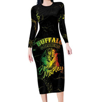 Reggae King Buffalo Soldier Long Sleeve Bodycon Dress Honoring The Legend LT05 - Wonder Print Shop