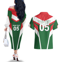 Custom Lebanon Rugby Couples Matching Off The Shoulder Long Sleeve Dress and Hawaiian Shirt Go Champions - Wonder Print Shop