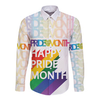 Happy Pride Month Long Sleeve Button Shirt White Vibe LT6 - Wonder Print Shop