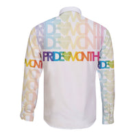 Happy Pride Month Long Sleeve Button Shirt White Vibe LT6 - Wonder Print Shop