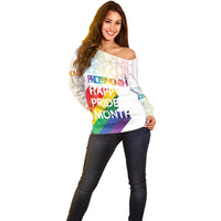 Happy Pride Month Off Shoulder Sweater White Vibe LT6 - Wonder Print Shop