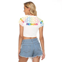Happy Pride Month Raglan Cropped T Shirt White Vibe LT6 - Wonder Print Shop
