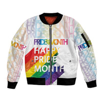 Happy Pride Month Sleeve Zip Bomber Jacket White Vibe LT6 - Wonder Print Shop