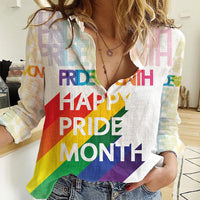 Happy Pride Month Women Casual Shirt White Vibe LT6 - Wonder Print Shop