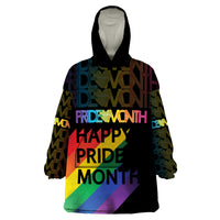 Happy Pride Month Wearable Blanket Hoodie Black Vibe LT6 - Wonder Print Shop